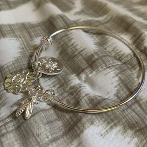 Silver Bee/Flower bangle bracelet.